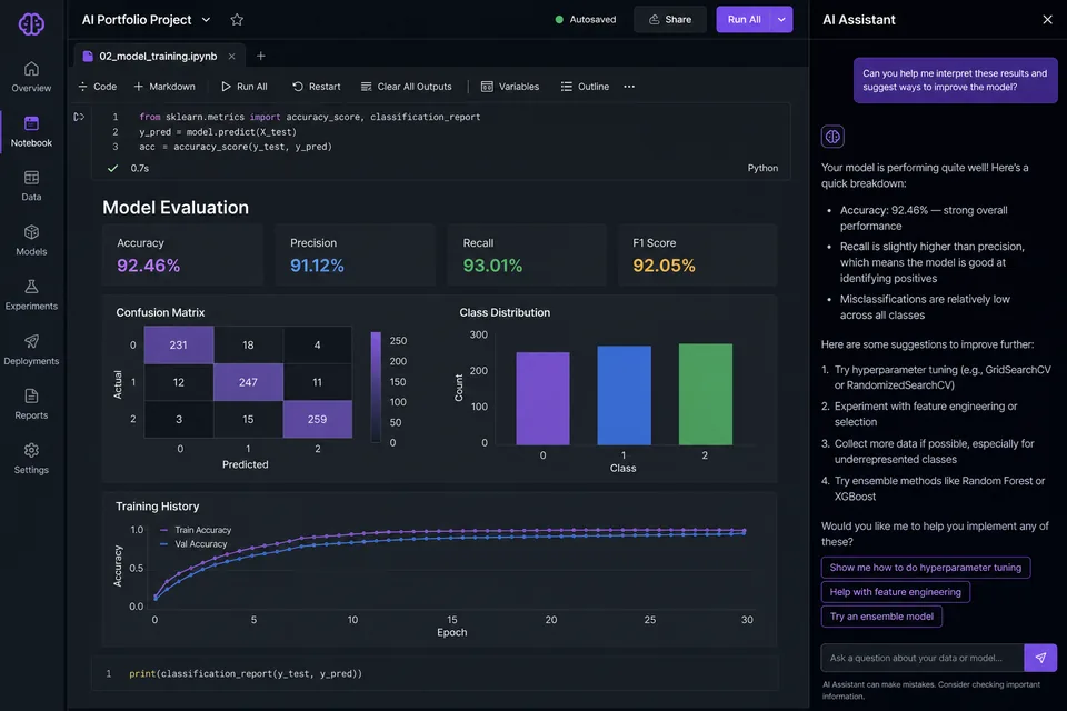 Student machine learning notebook dashboard project screenshot Student machine learning notebook dashboard project screenshot
